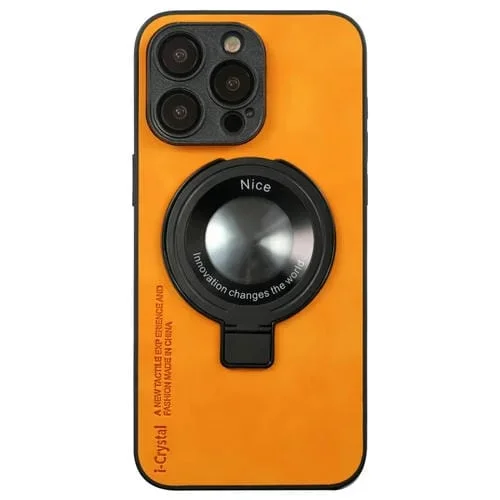 Funda para Teléfono iPhone 14 Pro Max I.Crystal Lambskin Fulcrum Support (Naranja)