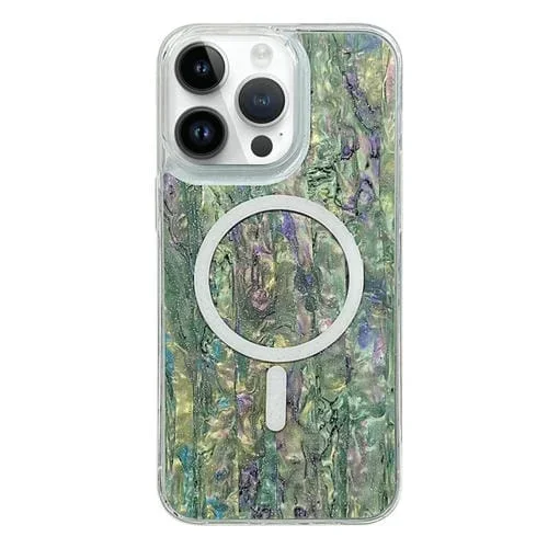 Funda para Teléfono iPhone 14 Pro Max Shell Texture Magsafe TPU (Verde Mar)