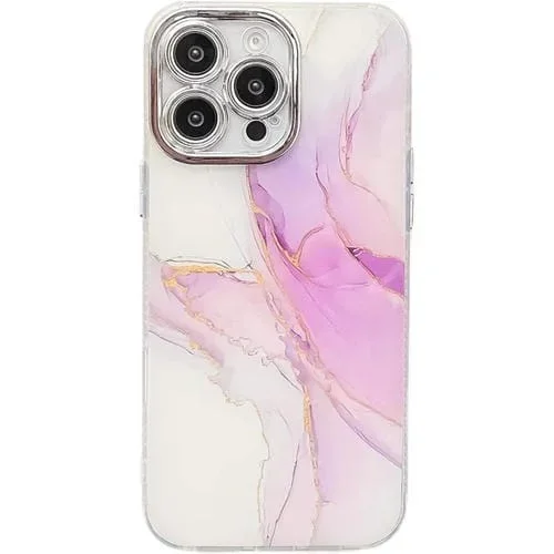 Funda para Teléfono iPhone 14 Pro Textura Mármol Galvanizado (Morado Claro)