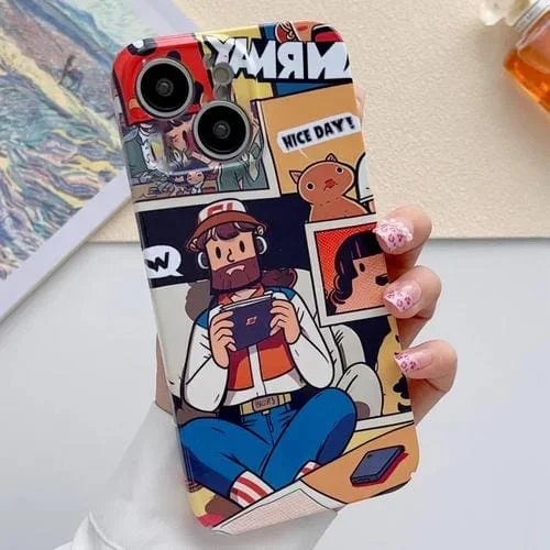 Funda para Teléfono iPhone 15 con Orificio Preciso PC Patrón Pintado (Vacationer)