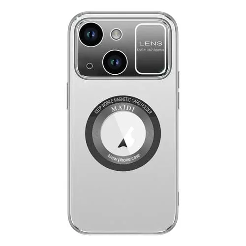 Funda para Teléfono iPhone 15 con Ventana Grande Magsafe Skin Feel para PC (Gris Plateado)