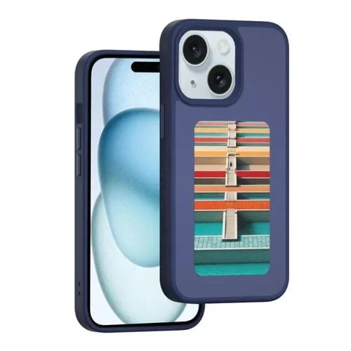 Funda para Teléfono iPhone 15 Nfc Diy con Pantalla de Tinta Electrónica de Cuatro Colores (Azul)