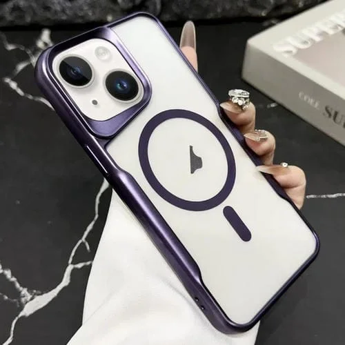 Funda para teléfono iPhone 15 Plus Blade Galvanoplastia Esmerilada Magsafe Magnética (Púrpura)