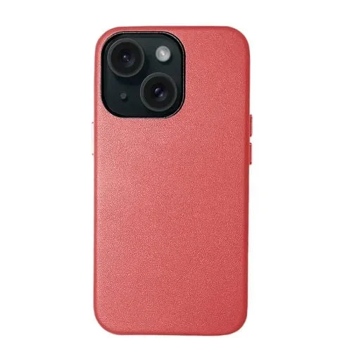 Funda para Teléfono iPhone 15 Plus Contraportada Pu Lamb Grain (Rojo)