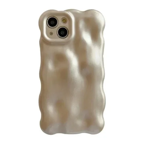 Funda para Teléfono iPhone 15 Plus Wave Bubbles TPU (Oro Champán)