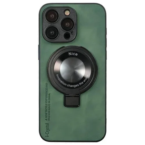 Funda para Teléfono iPhone 15 Pro I.Crystal Lambskin Fulcrum Support (Verde)