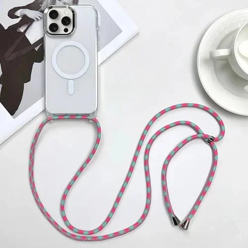 Funda para Teléfono iPhone 15 Pro Magsafe Magnetic PC + TPU con Cordón (Blueberry Houndstooth)