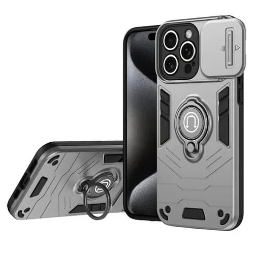 Funda para Teléfono iPhone 15 Pro Max Camshield Ring Holder (Gris)