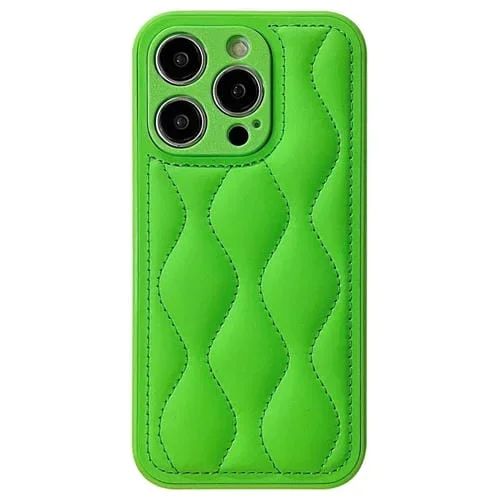 Funda para teléfono iPhone 15 Pro Max con Airbag de Edredón y Textura en Forma de 8 (Verde)