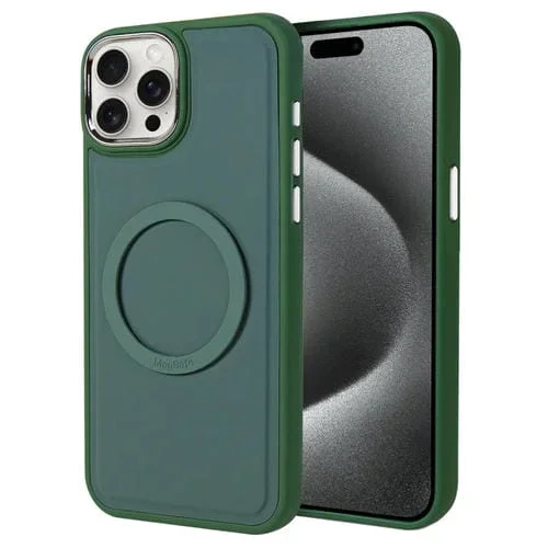 Funda para Teléfono iPhone 15 Pro Max Magsafe Revestimiento Piel Líquida (Verde)