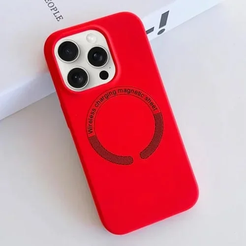 Funda para Teléfono iPhone 15 Pro Max Magsafe Silicona Líquida Magnética (Rojo)