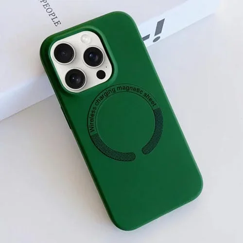 Funda para Teléfono iPhone 15 Pro Max Magsafe Silicona Líquida Magnética (Verde)