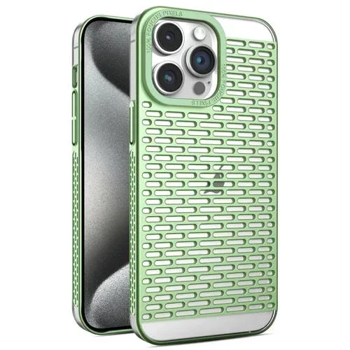 Funda para Teléfono iPhone 15 Pro Max PC Galvanizada Mate con Disipación de Calor (Verde)