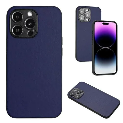 Funda para teléfono iPhone 15 Pro Max R20 con patrón de cuero (Azul)