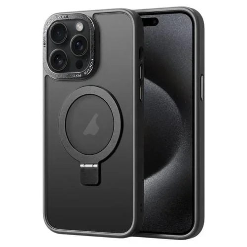 Funda para Teléfono iPhone 15 Pro Max Skin Feel Magsafe con Soporte Magnético (Negro)