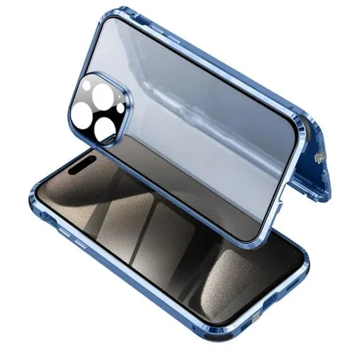 Funda para Teléfono iPhone 15 Pro Max Vidrio Templado Magnético Anti-Peeping (Azul)