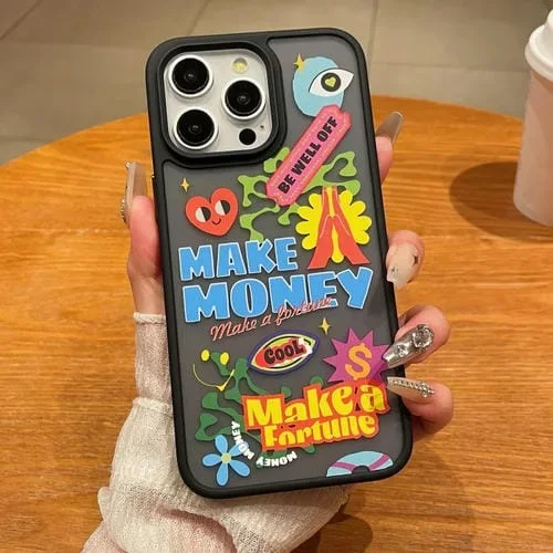 Funda para Teléfono iPhone 15 Pro Noctilucente con Graffiti de Moda