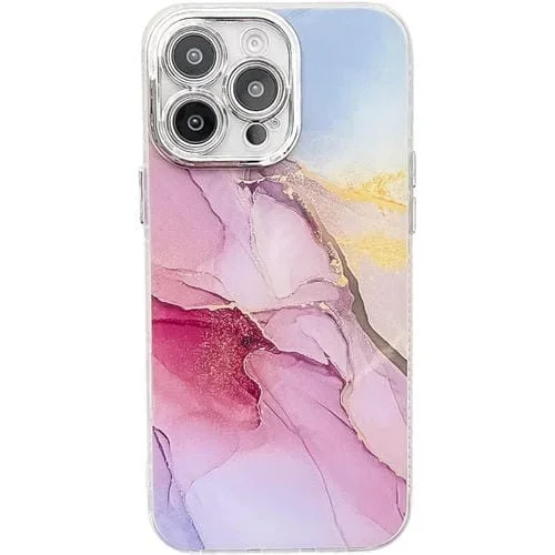 Funda para Teléfono iPhone 15 Pro Textura Mármol Galvanizado (Oro, Rosa, Rojo)