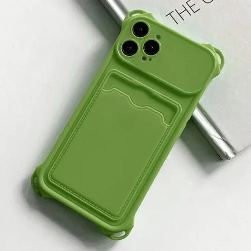 Funda para Teléfono iPhone 15 Pro TPU Esmerilado con Ranura para Tarjeta a Prueba de Golpes (Verde)