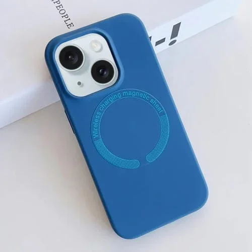 Funda para Teléfono iPhone 15 Silicona Líquida Magnética Magsafe (Azul Marino)