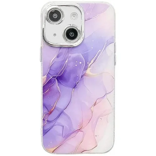 Funda para Teléfono iPhone 15 Textura Mármol Galvanizado (Morado M3)