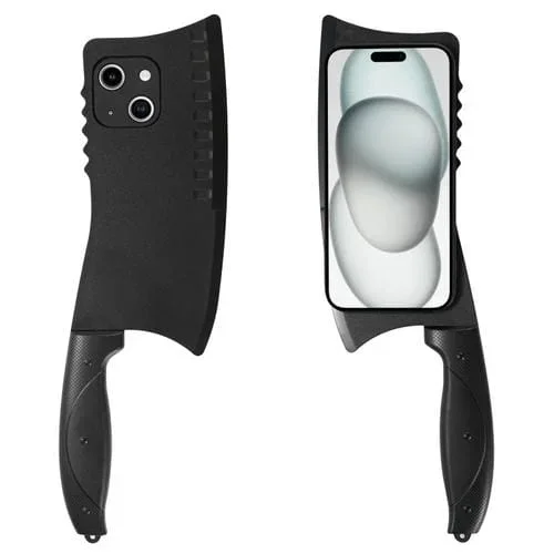 Funda para Teléfono iPhone 15 TPU + PC con Cuchillo de Cocina Simulado (Negro)