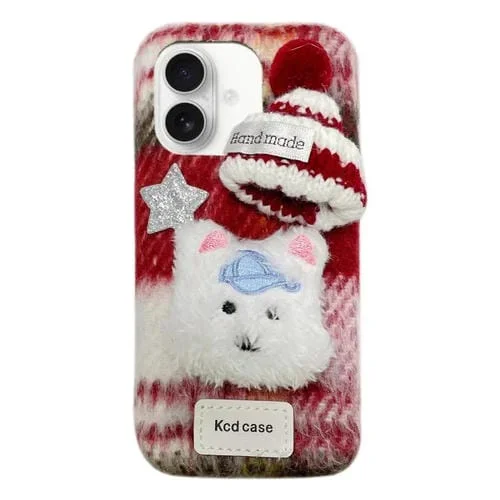 Funda para Teléfono iPhone 16 Plus Diseño Perro de Peluche Dibujos Animados (Rojo)