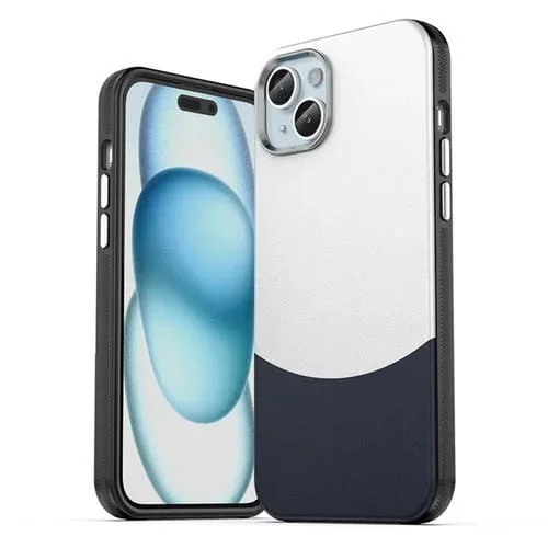 Funda para Teléfono iPhone 16 Plus Magsafe Magnetic TPU y PC Textura de Cuero (Azul Oscuro)