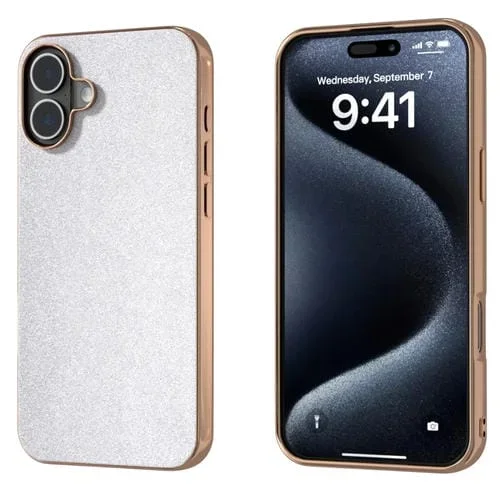Funda para Teléfono iPhone 16 Plus Marco Galvanizado Purpurina Prueba de Golpes (Plateada)