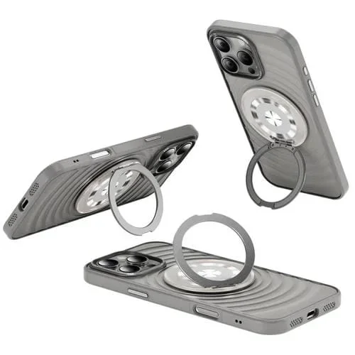 Funda para Teléfono iPhone 16 Pro Max con Soporte Magsafe y Diseño de Ondas (Gris Titanio)