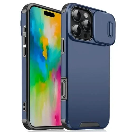 Funda para Teléfono iPhone 16 Pro Max Sliding Camshield TPU + PC (Azul)