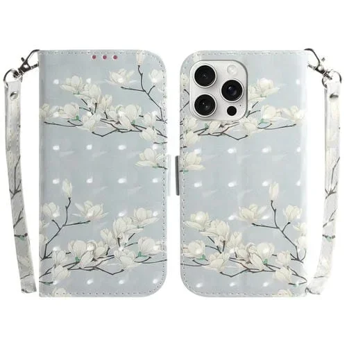 Funda para Teléfono iPhone 16 Pro Max y 16 Pro Cuero con Tapa Horizontal (Magnolia)