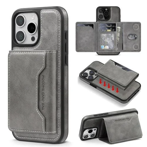 Funda para Teléfono iPhone 16 Pro Multifuncional con Tarjetero Magsafe (Gris)