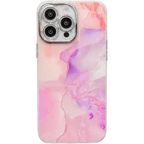 Funda para Teléfono iPhone 16 Pro Textura Mármol Galvanizado (Rosa Púrpura)
