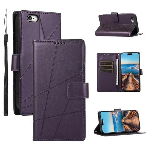 Funda para Teléfono iPhone 6S Plus / 6 Plus Línea en Relieve Textura Cuero PU (Púrpura)
