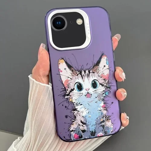 Funda para Teléfono iPhone SE 2022/2020/8/7 Imd Animal Graffiti TPU + PC Doble Cara (Gato Aturdido)