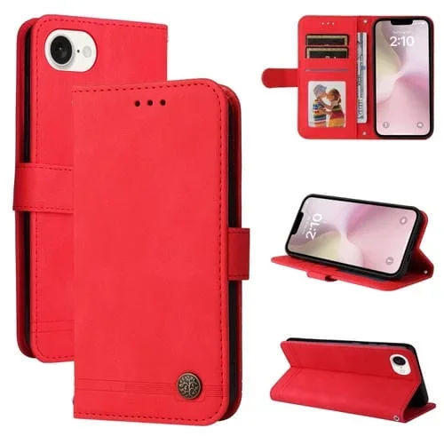 Funda para Teléfono iPhone SE 20224 Skin Feel Life Tree Cuero (Rojo)