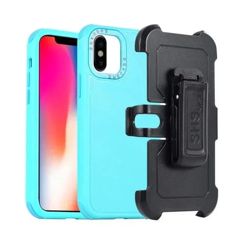 Funda para Teléfono iPhone X / Xs 3 En 1 PC y TPU con Funda Deslizante (Azul + Azul Cielo)
