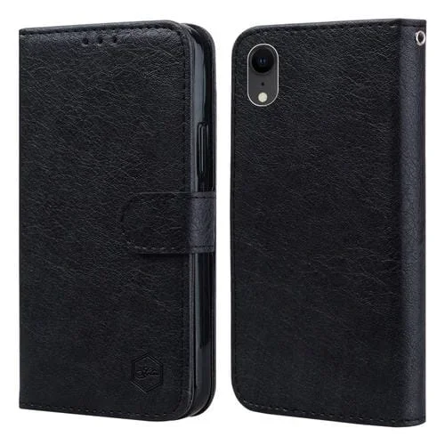 Funda para Teléfono iPhone Xr Skin Feeling Oil Leather Texture Pu + TPU (Negro)