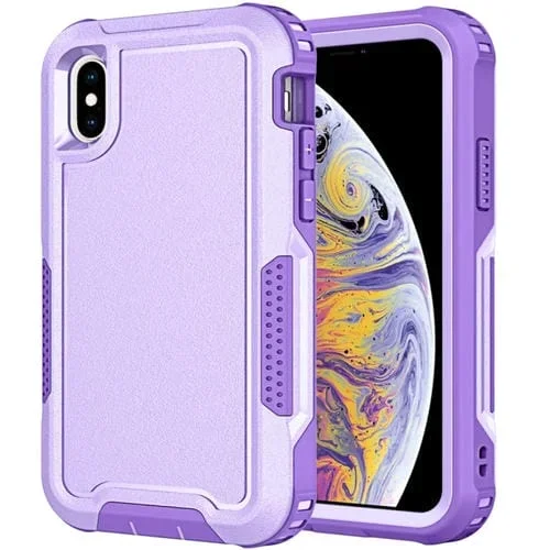 Funda para teléfono iPhone Xs Max 3 en 1 PC + TPU a prueba de golpes (Púrpura)