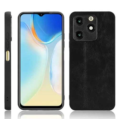 Funda para Teléfono Itel A70 con Estampado de Vaca y Costura Posterior (Negra)