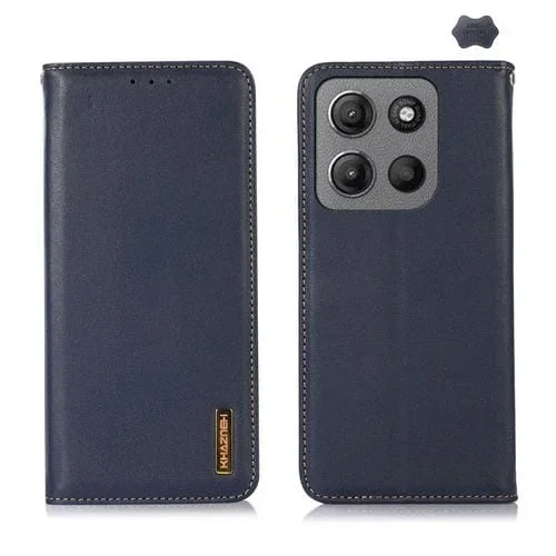 Funda para Teléfono Khazneh Nappa Piel de Vaca para Motorola Moto G15 4G/G05 (Azul)