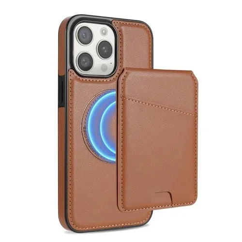 Funda para Teléfono Magsafe iPhone 12/12 Pro con Tarjetero Desmontable (Marrón)