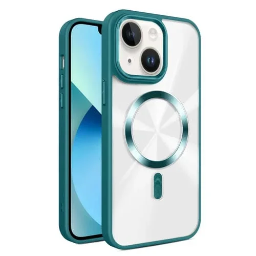 Funda para Teléfono Magsafe iPhone 13 Textura Cd Brillante (Verde Oscuro)
