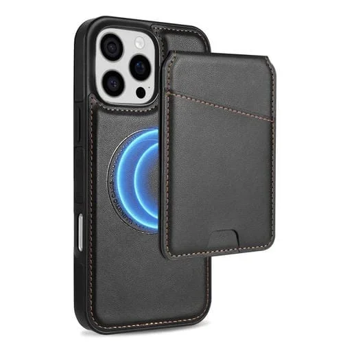 Funda para Teléfono Magsafe iPhone 16 Pro Max con Tarjetero Desmontable (Negra)