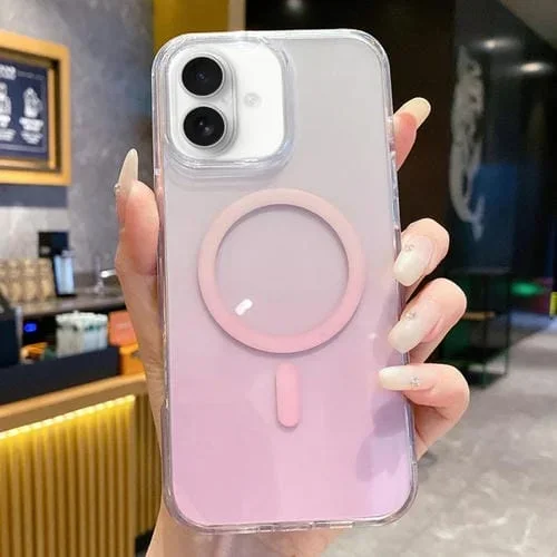 Funda para Teléfono Magsafe PC Transparente con Degradado para iPhone 16 (Rosa Degradado)