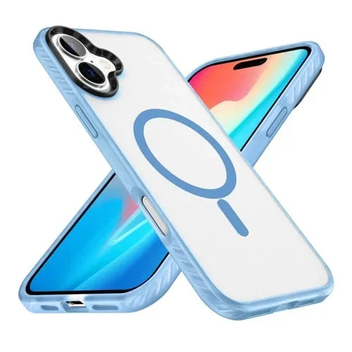 Funda para Teléfono Magsafe Transparente Frosted Skin Feel para iPhone 16 (Azul)