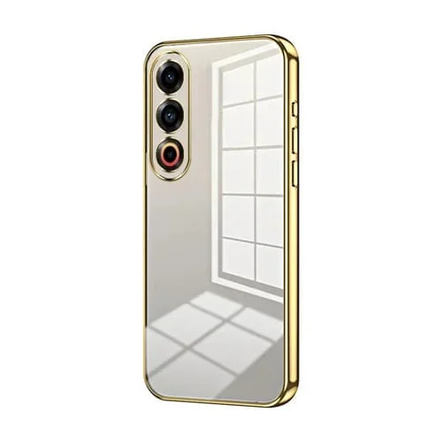 Funda para Teléfono Meizu 21 con Orificio Fino y Revestimiento Transparente (Dorado)