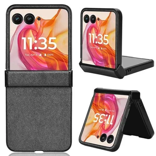 Funda para Teléfono Motorola Razr 50 Ultra con Textura de Piel de Arena (Gris)