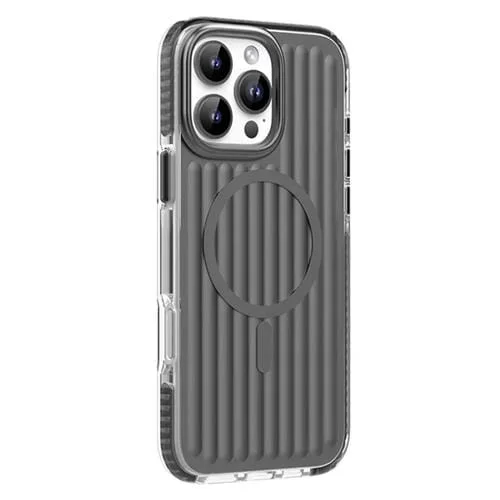 Funda para Teléfono Mutural Magsafe con Imán y Textura Corrugada a Prueba de Golpes para iPhone 16 Pro Max (Gris Oscuro)